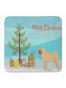 Shar Pei Christmas Tree Machine Washable Memory Foam Mat - 彩色 - 查看 1