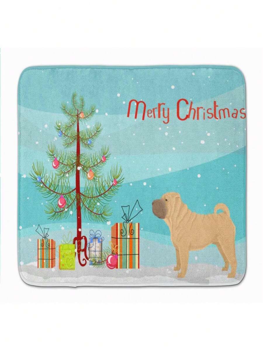 Shar Pei Christmas Tree Machine Washable Memory Foam Mat - 彩色 - 查看 1