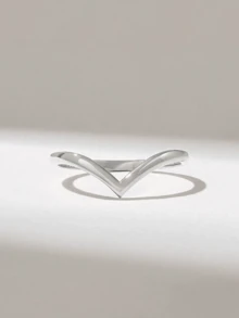 1pc Simple V-Shape Ring For Women S925 Sterling Silver Eternity Ring Glamorous Fine Jewelry Gift - Simple Mountain Ring - View 5