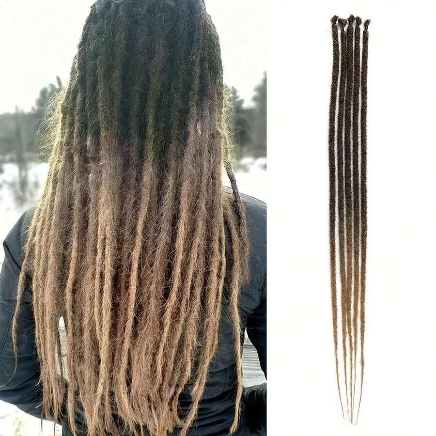 24 Inch Braided Hair Extensions 5 Strands Fine 0.6cm Synthetic Handmade Reggae Hairstyle Hip Hop Soft Braided Hair Extensions - Multicolor - View 1