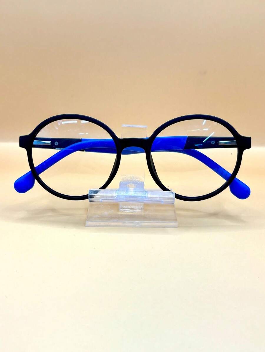 Eyeglasses For Men's Women's Unisex TR High Resistance Round Prescription Lens Circle Various Colors 7804 - 藍色 - 查看 1