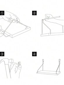 1 件浮动书架壁挂式装饰储物架，无需钻孔，卧室宿舍壁架秋季家居装饰房间装饰 - 黑色 - 查看 7