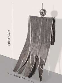 1pc Yard Decor Gauze Hanging Skull Scene Prop For Bar, Haunted House, Escape Room,Christmas - Black - View 4