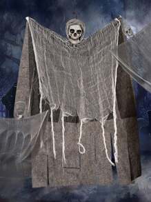 1pc Yard Decor Gauze Hanging Skull Scene Prop For Bar, Haunted House, Escape Room,Christmas - Black - View 7