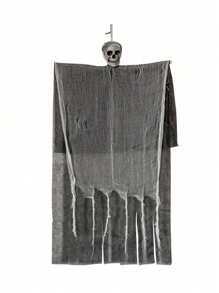 1pc Yard Decor Gauze Hanging Skull Scene Prop For Bar, Haunted House, Escape Room,Christmas - Black - View 5