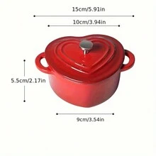 1 pieza Olla de hierro fundido esmaltada con forma de corazón de 10 cm, olla para leche antiadherente, olla para sopa, olla para guiso para uso doméstico