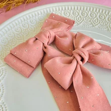 Kit 2 Bows / Mother And Daughter Bow / Bow With Tip / Fashion Bow / Rose Bow - 乾枯玫瑰色 - 查看 3