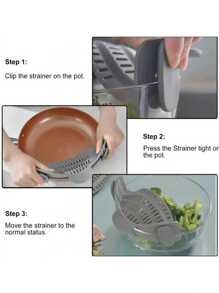 1 件装硅胶厨房滤网、夹式锅漏勺、意大利面蔬菜水果沥水篮、厨房工具