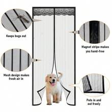 Nouvelle porte de rideau d'écran magnétique 2024 Moustiquaire anti-moustiques Filet à mailles d'écran de mouche Fermeture automatique Taille personnalisée Installation facile
