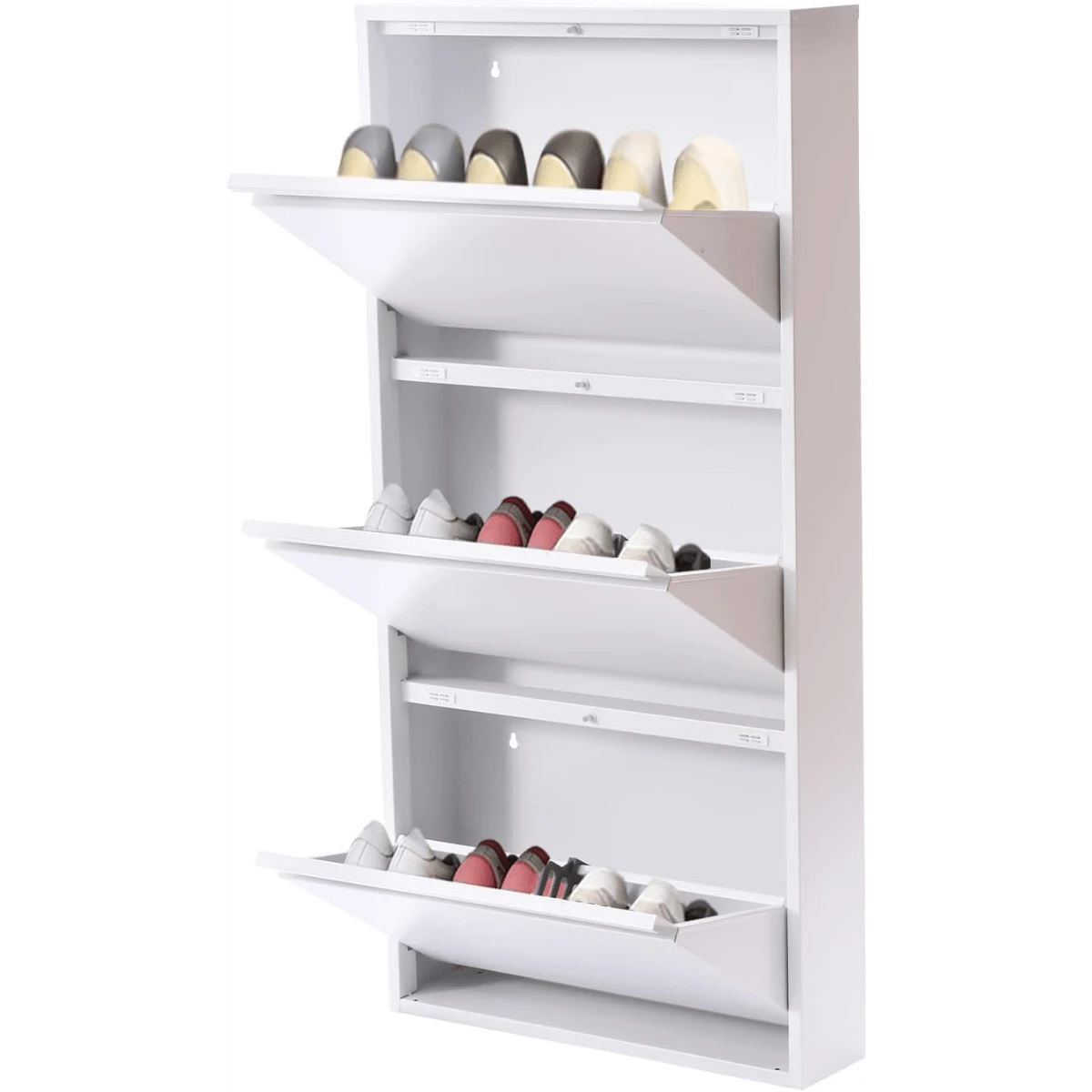 ZhdnBhnos LINSIE Modern Foldable Shoe Cabinet,Dustproof Shoe Cabinet,Storage Shoe Rack Suitable For Entry Shoe Locker With 3 Clamshell Doors The Best Gift/Present For Family&Friends Happy Christmas