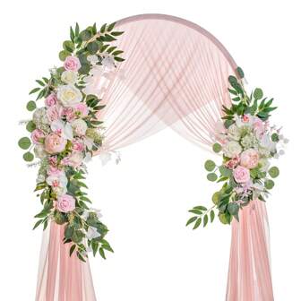 Wedding Arch Flowers, Artificial Flowers For Decoration, 2pcs Flower Swag Table Runner Swag For Beautiful Dream Wedding Ceremony Floral Decor, Valentine Day, Gift Gifts Birthday Graduation