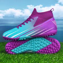 1 双男女通用钉鞋训练鞋，适合户外人造草坪、硬质室内训练场，专业足球/足球草皮鞋，系带，防滑橡胶鞋底 - 紫月 - 查看 3