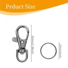 20pcs Rotatable Lobster Claw Clasps With 10pcs Keychains And 10pcs Split Rings, DIY Jewelry & Craft Supplies, Valentine Gift For Men And Women - Black - View 2