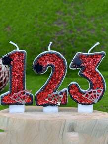 1 pieza Decoración de tarta con vela tope con araña y borde de telaraña rojo para cumpleaños, decoración de habitación, regalos, velas de cumpleaños, decoraciones de cumpleaños, feliz cumpleaños, velas de tarta, decoración de habitación para graduación