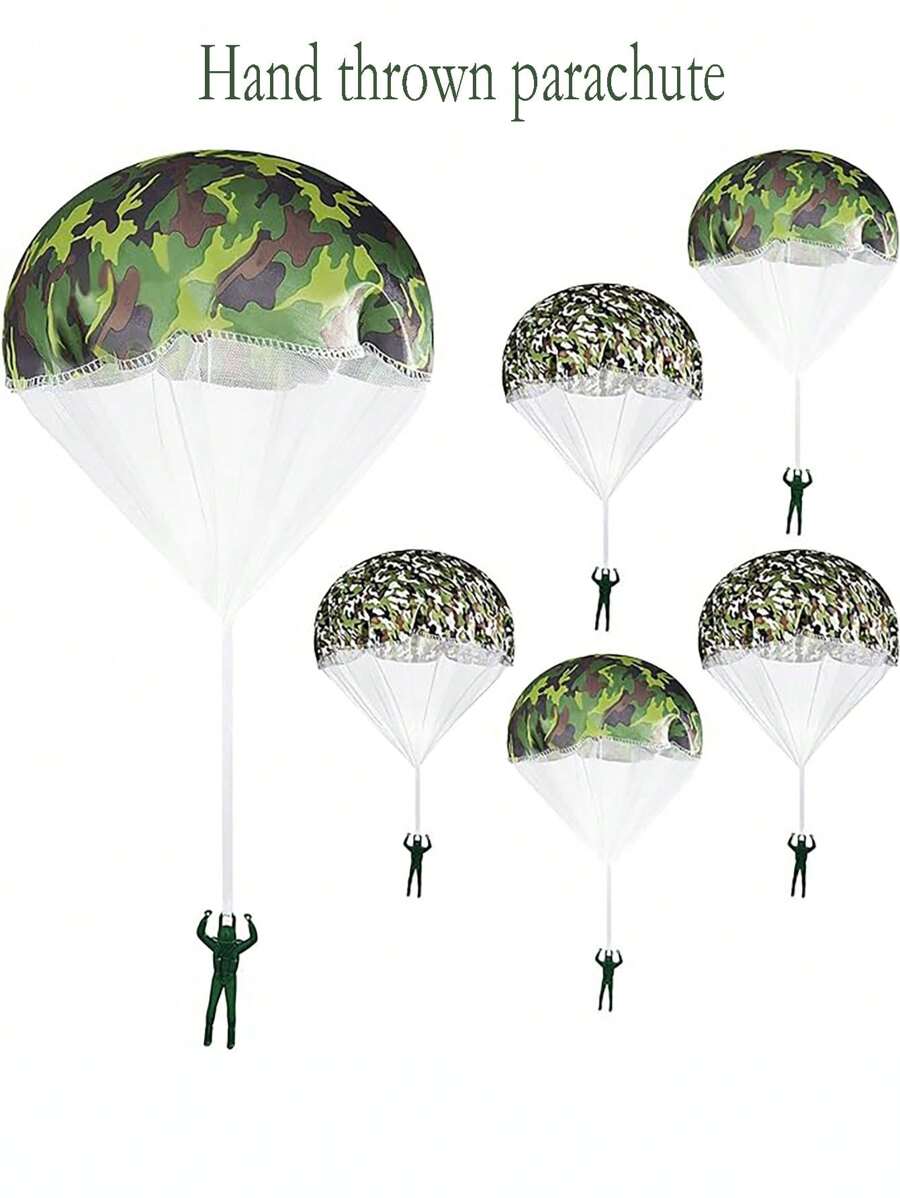 手抛降落伞户外运动空中跳伞带士兵降落伞，幼儿园生存游戏空投玩具道具 - 彩色 - 查看 1