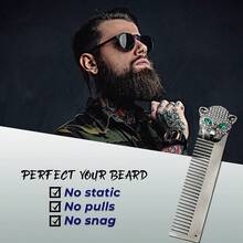 1 Pc Men's Leopard Head Metal Beard Comb Luxurious Emerald Diamond Design  Style Cool And Wild Style Men's Hair Comb Suitable For Hair Brushing Hair Trimming Hair Trimming Beard Essential Hairdressing Tools - Multicolor - View 3