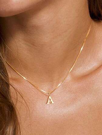 1 pieza de collar de acero inoxidable estiloso y simple con letra del alfabeto del 26, collar de pareja de acero inoxidable, collar para buen amigo, regalo para vacaciones