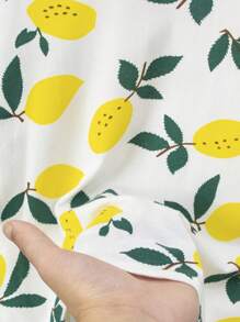 4 件套年轻女孩卡通草莓印花短袖睡衣套装，轻便