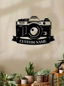 1 件定制铁吉他、相机、小提琴手、收音机、吉他墙艺术、个性化名称徽标用于房间装饰物品金属墙饰、家居装饰卧室浴室办公室学校海报 - 黑色 - 查看 6