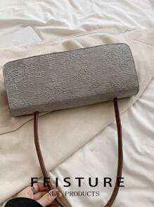 1 件女士刺绣腋下法式长棍面包包，购物、约会、女士礼物的单肩包，适合女大学生、初学者和办公室女士，非常适合办公室、校园、工作、通勤 - 灰色 - 查看 5