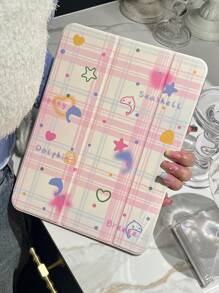 1 Stück schönes rosa Gitter Delfin, Seestern & Muschel gemustertes beidseitig transparentes Acryl Schutzhülle mit Schlaf/Aufwach Funktion kompatibel mit iPad & Tablets - Verschiedenfarbig - Übersicht 6