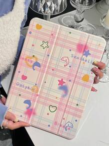 1 Stück schönes rosa Gitter Delfin, Seestern & Muschel gemustertes beidseitig transparentes Acryl Schutzhülle mit Schlaf/Aufwach Funktion kompatibel mit iPad & Tablets - Verschiedenfarbig - Übersicht 5