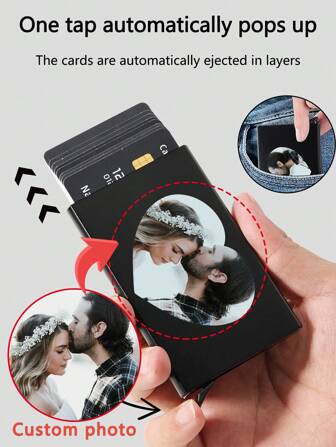 1 st anpassad bildplånbok, personlig fotoplånbok, anpassad fotoplånbok, personlig plånbok med bild, anpassad bildplånbok, fashionabla ultratunna aluminiumplånbok RFID-multikortskort Bankkort Kreditkortsväska Kort plånbok, Jubileumspresent, Alla hjärtans present, Födelsedagspresent, Bröllopspresent, Mors Dagspresent, Farsdagspresent, Bästavänpresent, Present till mamma/pappa, Present till pojkvän, Present till flickvän