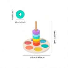 1 قطعة ألعاب حلقة خشبية ملونة، مساعدات تعليمية لتمييز الألوان، تمرين على التنسيق بين العين واليد للأطفال، قابلة للطي، مناسبة لتزيين الغرفة وهدايا عيد الميلاد، مجموعة كتل ملونة، ديكورات غرفة الأطفال