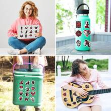 50 件红色哥特式骷髅贴纸，恐怖系列，防水 DIY 贴纸，适用于笔记本电脑、头盔、杯子、剪贴簿 - 彩色 - 查看 3