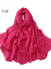 1pc Women Crinkle Hijab Scarf Soft Solid Color Abaya Accessories Head Scarves Plain Turban Shawls And Wraps Headband Winter Fall - Multicolor - View 10