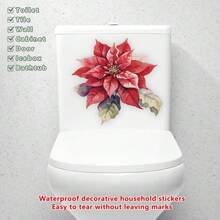1 cái, Hoa màu đỏ, Trang trí nhà cửa, Miếng dán bồn cầu, Nhãn dán chống thấm nước, Không để lại dấu vết khi tháo ra, Thích hợp cho tường, Ngói, Cửa, Tủ, Nhà vệ sinh, Bồn tắm, Tủ lạnh và các bề mặt nhẵn khác - Nhiều màu - Xem 14