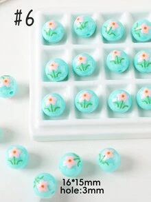 Hand-Painted Beads, Flower Series Round Beads, Acrylic Creative Beads, Variety Of Elegant And Cute Colors Suitable For Festivals, Gifts, Matching Accessories, And Daily DIY - Hand Painted Flower Beads - View 24
