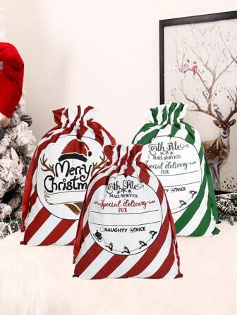 1 Santa Claus Bag, Christmas Gift Bag, Drawstring Gift Bag, Christmas Party Supplies, Reusable DIY Wish Writing - The Perfect Gift For Christmas Parties And Holiday Celebrations,Christmas