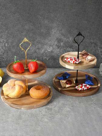 1 件乡村农舍风格木制水果和蛋糕展示架，2 层食物托盘，厨房，圣诞礼物