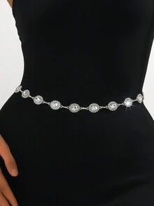 1PC 女士时尚钻石腰带链派对宴会装饰腰饰连衣裙牛仔裤腰链裤子链送给妈妈和女友的最佳礼物 - A - 查看 1