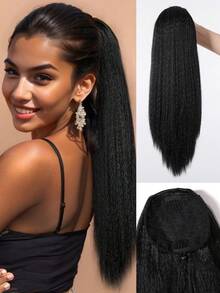 Long Straight Drawstring Ponytail Extensions Clip In Wavy Synthetic Hairpieces 20 Inch Black Ponytails Hair Piece Pony Tail Extension For Women - Black - View 2