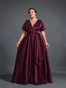 Váy mẹ cô dâu cỡ lớn - Màu Đỏ Sâu - Xem 6