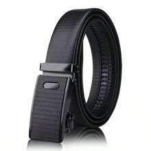 1 stuk heren casual leren riem met metalen automatische gesp, luxe merk zakelijke werkriem zomer, school