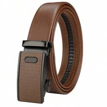 1 stuk heren casual leren riem met metalen automatische gesp, luxe merk zakelijke werkriem zomer, school