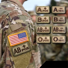 A B AB O NEG POS Tactical Military Morale Applique Hook And Loop Uniform Sticker Cloth Badge Emblem Blood Type Fastener Patches - Multicolor - View 1