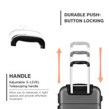 20 Inch Lightweight ABS Carry-On Spinner Luggage For Business Travel And Students - 4-Wheel Cabin Suitcase With Combination Lock - Grey - View 5