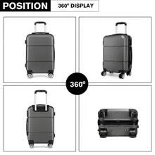 20 Inch Lightweight ABS Carry-On Spinner Luggage For Business Travel And Students - 4-Wheel Cabin Suitcase With Combination Lock - Grey - View 2