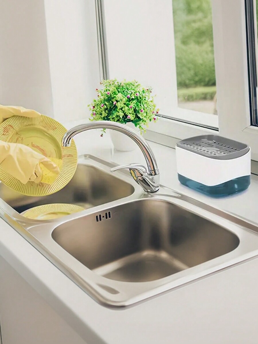 Kitchen Soap Dispenser With 2 Inch Top Pump, Sponge Nozzle And Slip