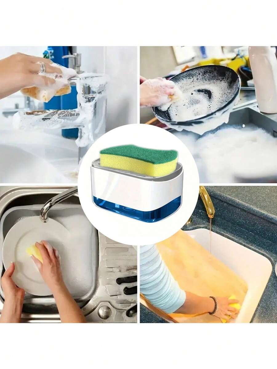 Kitchen Soap Dispenser With 2 Inch Top Pump, Sponge Nozzle And Slip