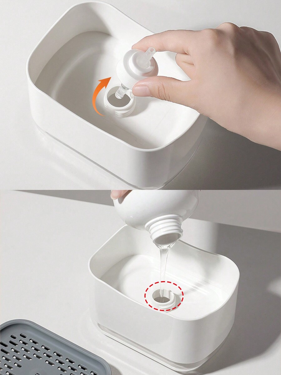 Kitchen Soap Dispenser With 2 Inch Top Pump, Sponge Nozzle And Slip