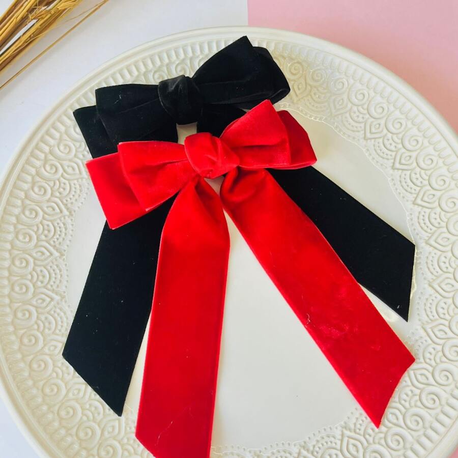 Kit With 2 Units Of Bows / Luxury Bow With Tip / Hair Bow With Tip / Red And Black Bow - 彩色 - 查看 1