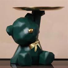 1 件现代几何熊陶瓷钥匙扣雕塑适用于家庭装饰和组织，客厅家庭办公桌面装饰钥匙零食水果架盘子装饰品配件，可在节日期间作为礼物赠送给家人、朋友和爱人