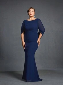 Plus Size Mother Of The Bride Dresses - Navy Blue - View 5