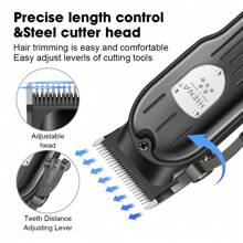 HIENA 4pcs Black Cordless Hair Clipper Men's Beauty Set, With Hair Cutting, Shaving, Trimming Nose Hair, USB Charging, Portable Bag Design, It Is The Best Gift For Him