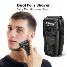 HIENA 4pcs Black Cordless Hair Clipper Men's Beauty Set, With Hair Cutting, Shaving, Trimming Nose Hair, USB Charging, Portable Bag Design, It Is The Best Gift For Him